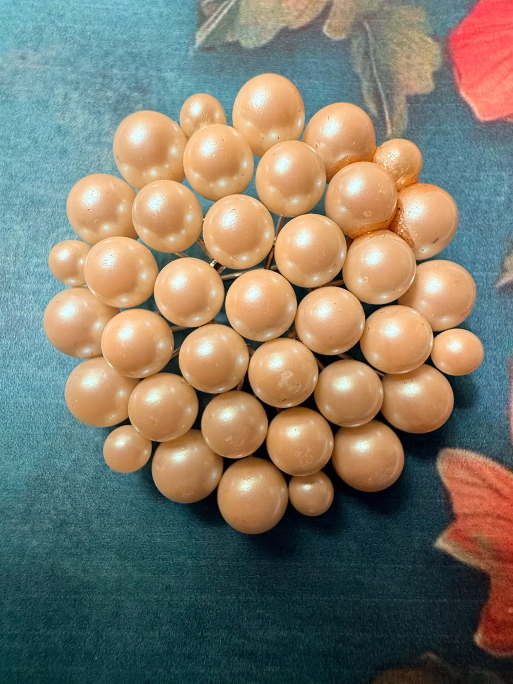 Classic Cluster Pearl Brooch in Champagne.